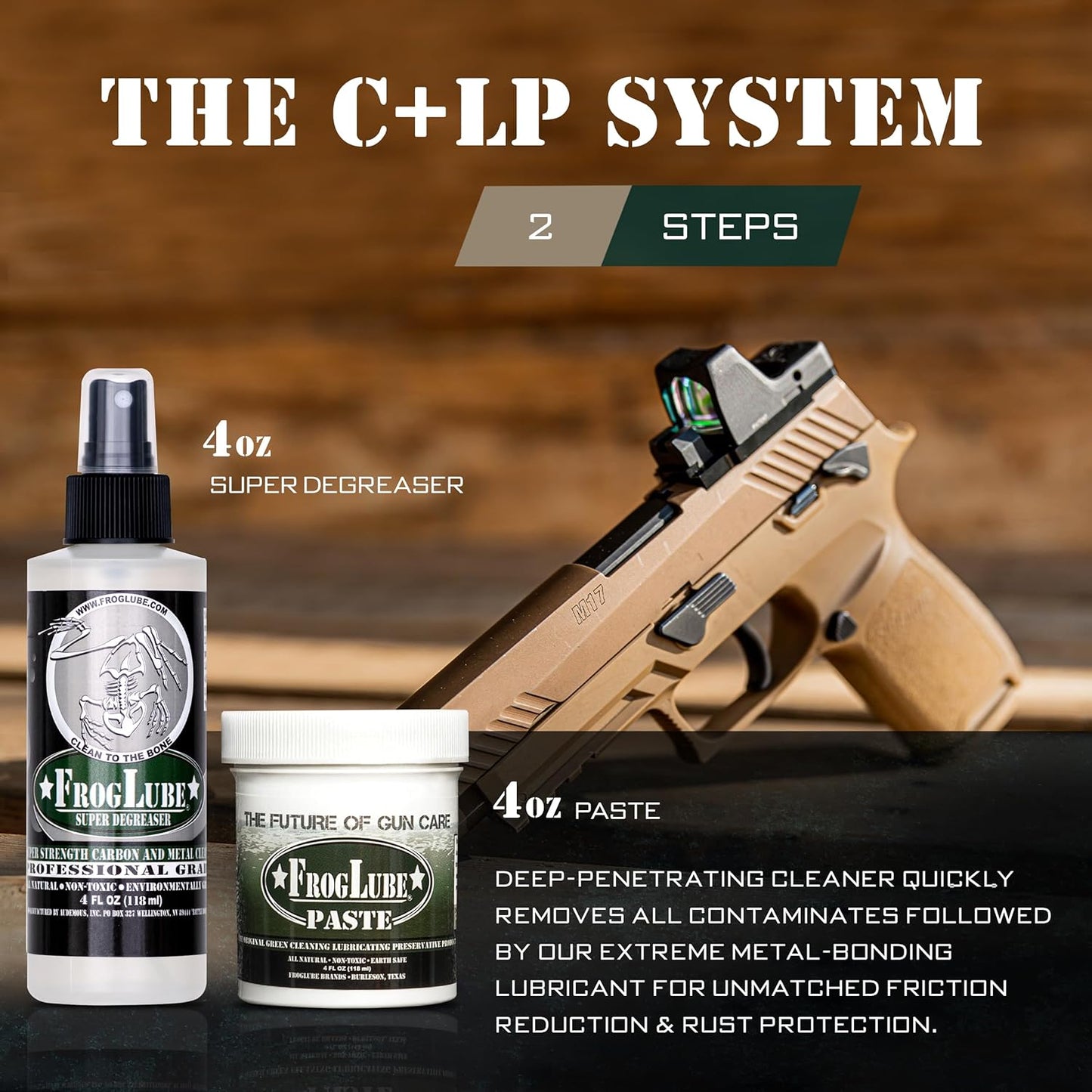 FrogLube C+LP Kit - Gun Lube and Cleaning Kit - Concentrated Gun Cleaning Spray for Heavy Carbon, Fouling, & Build Up - Metal Bonding Gun Lubricant Paste - Long-Lasting Lubrication & Protection