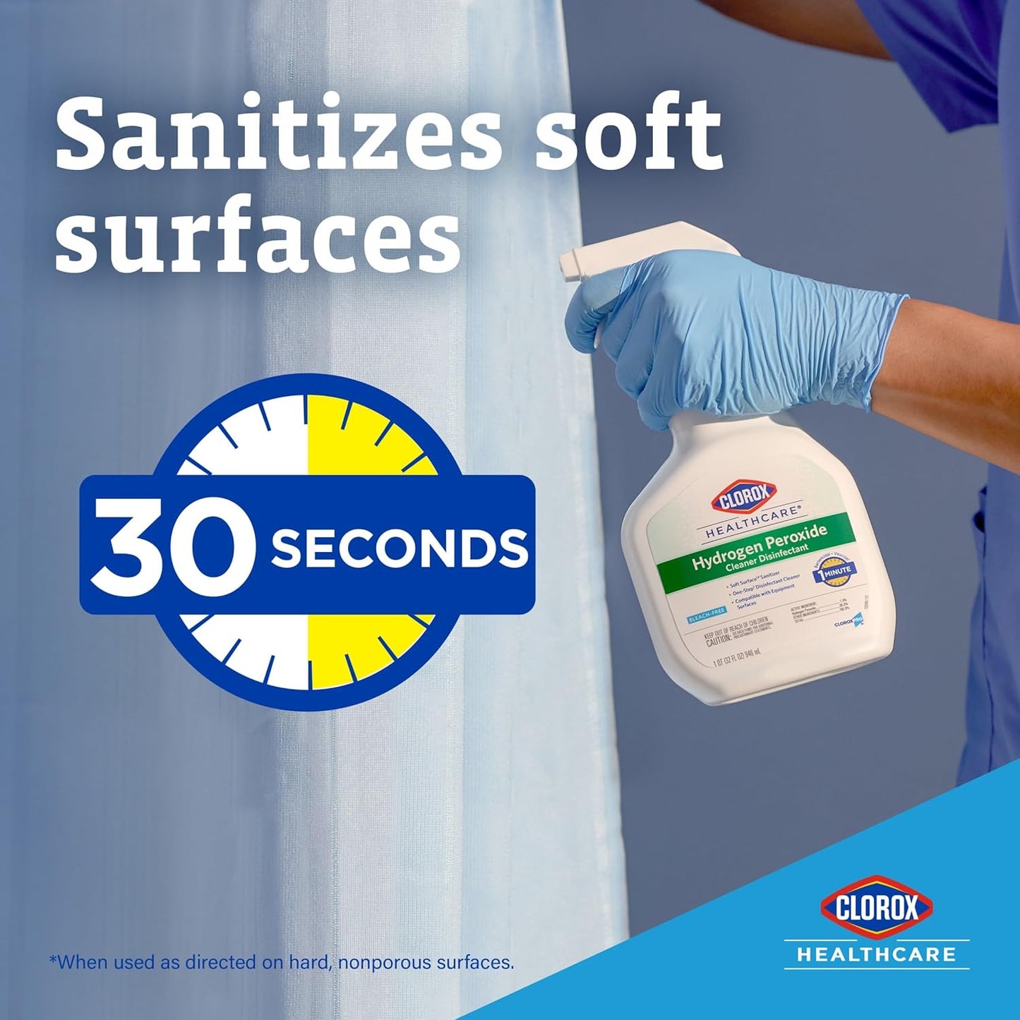 Clorox® Healthcare® Hydrogen-Peroxide Cleaner/Disinfectant, 32 Oz Bottle, Case Of 9