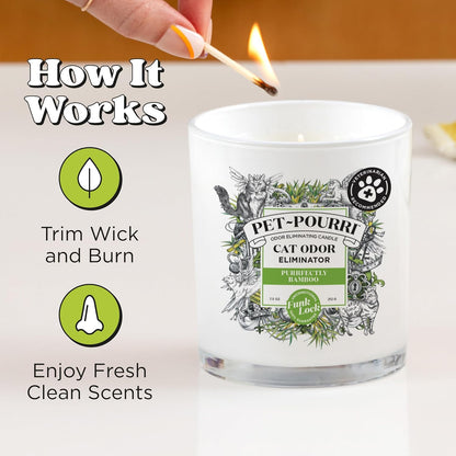Pet-Pourri Pawsitively Fresh Pet Odor Deodorizer Candle, Burns Up to 45 Hours, Aromatherapy & Air Freshener with Essential Oils, Plant Based Ingredients & Wax, Vet Approved, Jasmine Pear Scent
