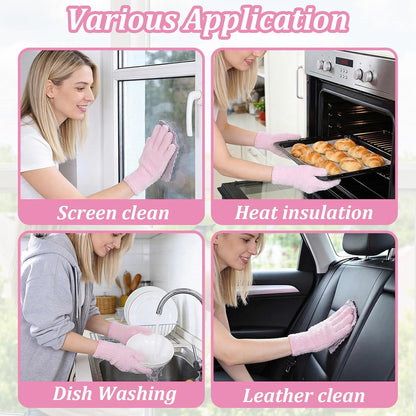 Abeillo Microfiber Gloves for Plants Dusting Cleaning, Reusable Washable Cleaning Gloves Mittens House Cars Blinds Dusting