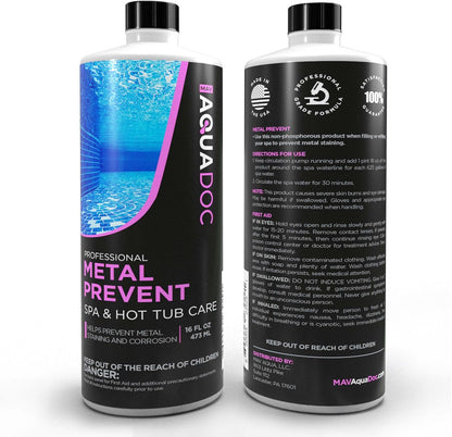 Spa Metal Control and Stain Protector to Protect Hot Tub Surfaces 16oz - Metal Gone Hot Tub Chemicals Made in the USA - AquaDoc