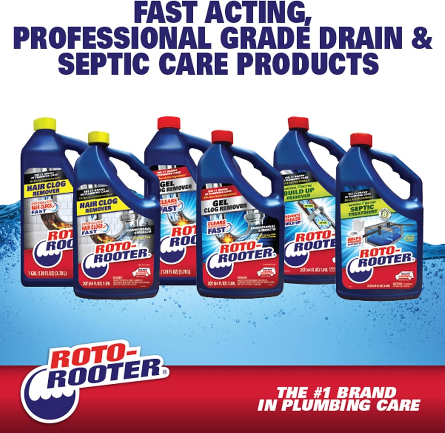 Roto-Rooter Build-Up Remover Drain Cleaner, Enzyme-Based Formula Helps Prevent Clogs and Grease Buildup, Removes Odor, Safe for Septic Systems, Pipes, Toilets, Drains and Sinks, 64 oz