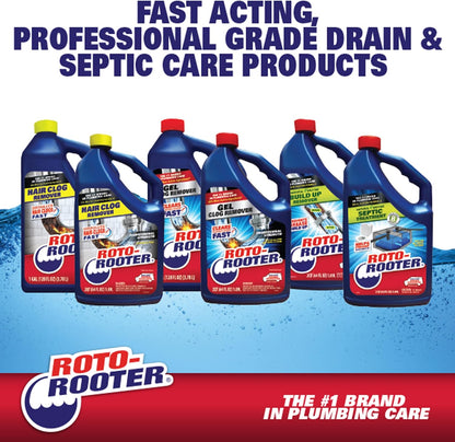 Roto-Rooter Build-Up Remover Drain Cleaner, Enzyme-Based Formula Helps Prevent Clogs and Grease Buildup, Removes Odor, Safe for Septic Systems, Pipes, Toilets, Drains and Sinks, 64 oz