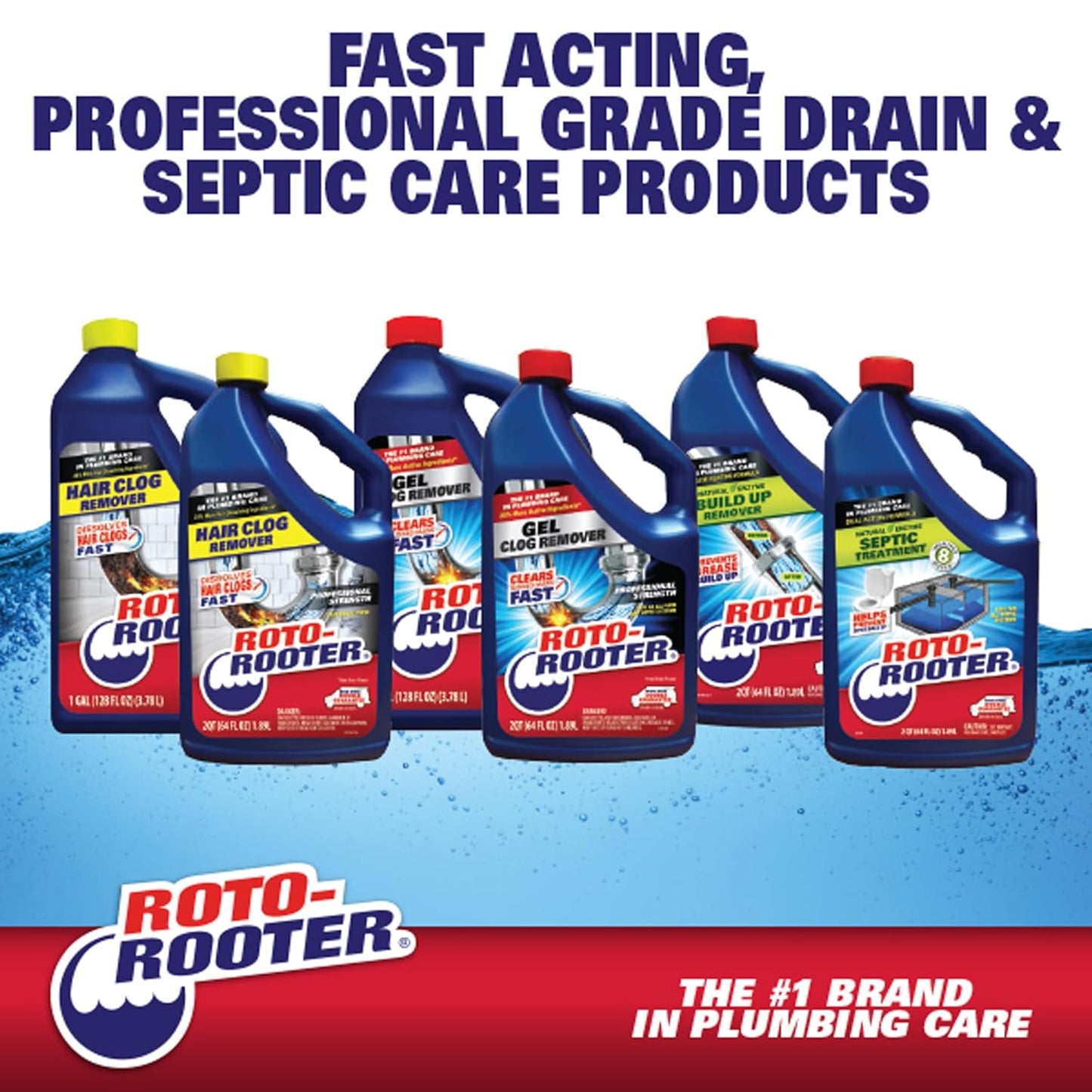 Roto-Rooter 351405 Hair Clog Remover Drain Cleaner, 64 oz