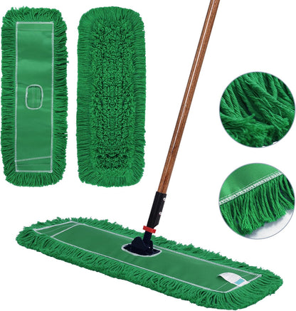 Matthew Cleaning 24'' Industrial Strength Cotton Dust Mop Refill Washable Replacement Heads for Residential & Commercial Use Fit Standard Dust Mop Frames, Hardwood, Laminate, Concrete Floors 3 Pack