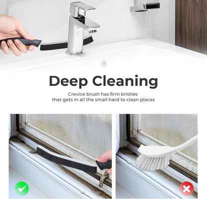 TQRR Cleaning Brush-Hard Crevice Cleaning Brushes, Multifunctional Window Groove Brushes, Grout Brush, Cleaning Tool for Bathroom, Kitchen, Toilet, Tile, Sink, Home (6, Black)