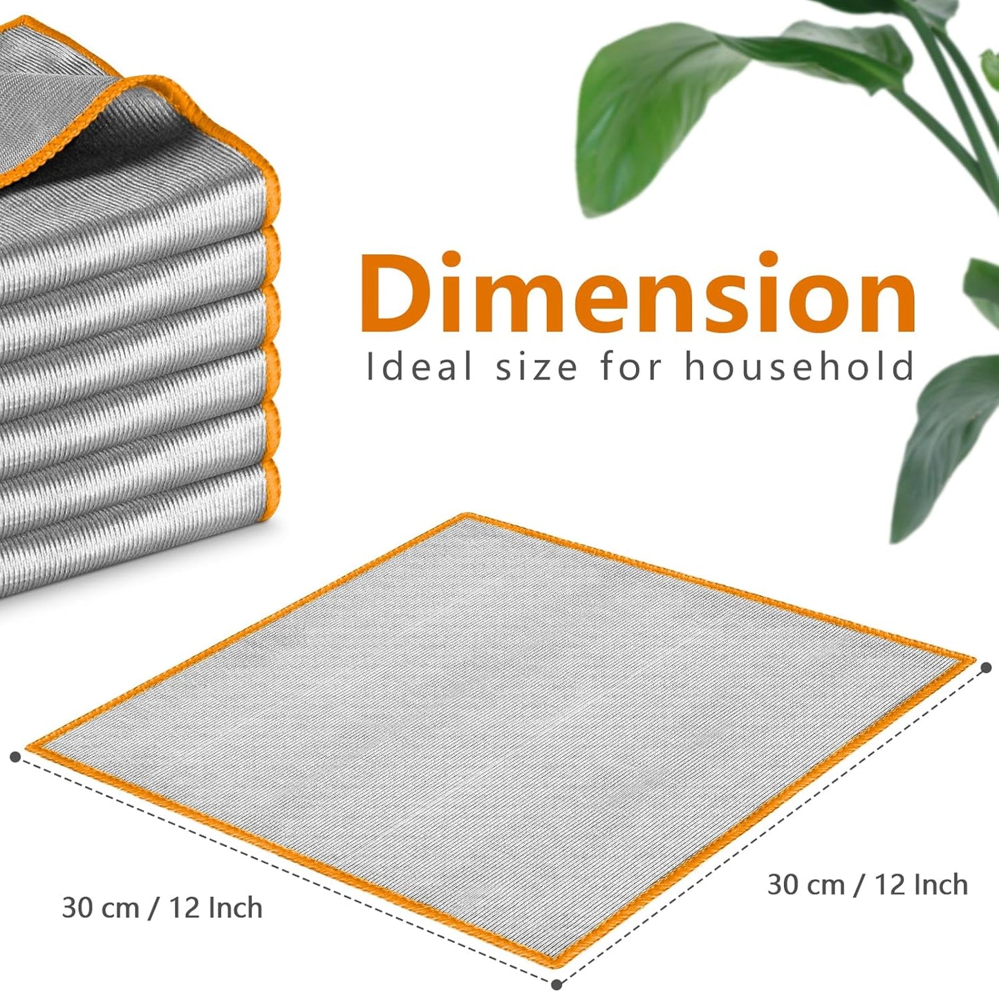 Glass Polishing Cloth Streak Free Miracle Cleaning Cloth Lint Free Microfiber Cleaning Rags for Glasses Kitchen Dish Mirrors Easy Clean, Pack of 6, 12" x 12"