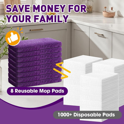 12Pcs Reusable Microfiber Mop Pads Compatible with Sweeper Mops,Dry Sweeping Cloths & Wet Mopping Pads Refills,Washable Mop Pads for Floor Cleaning