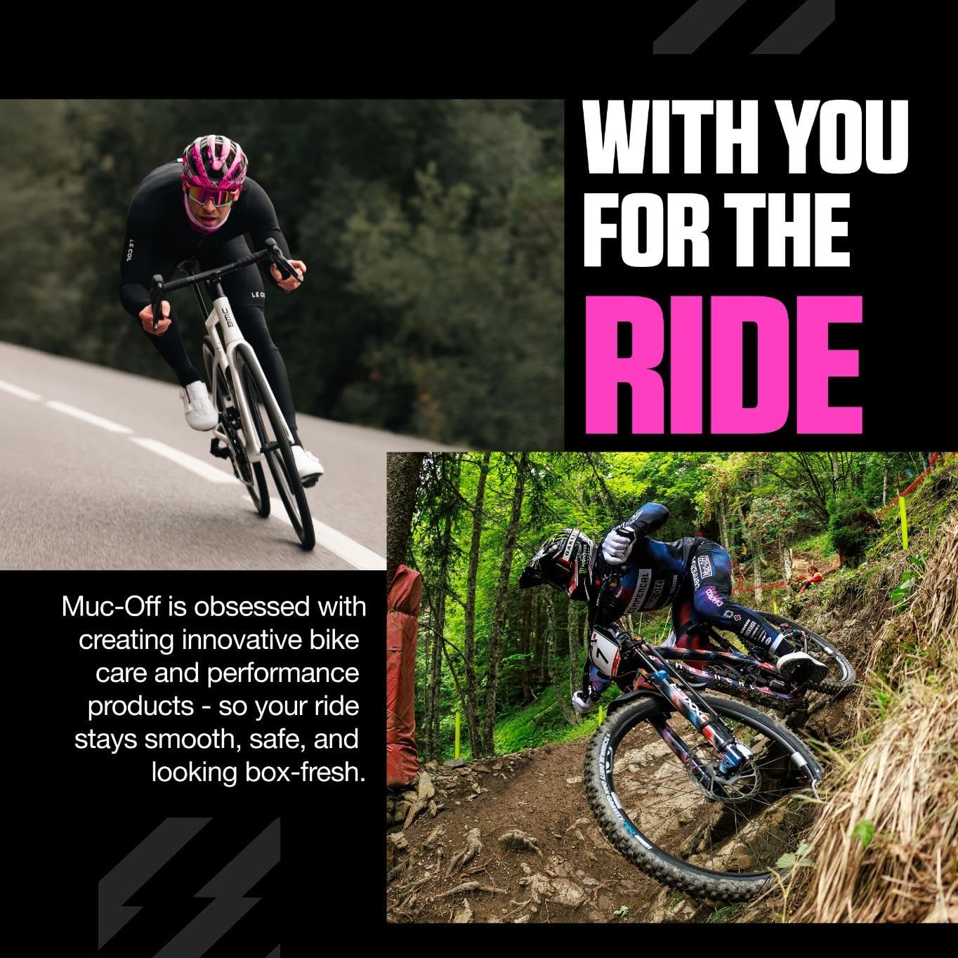 Muc-Off 220 3 Piece Premium Brush Kit - Includes 3 Bike Cleaning Brushes With Durable Nylon Bristles And Ergonomic Rubberised Handles To Minimise Impact