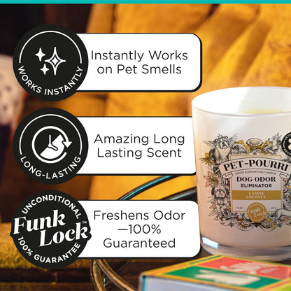 Pet-Pourri Pawsitively Fresh Pet Odor Deodorizer Candle, Burns Up to 45 Hours, Aromatherapy & Air Freshener with Essential Oils, Plant Based Ingredients & Wax, Vet Approved, Jasmine Pear Scent