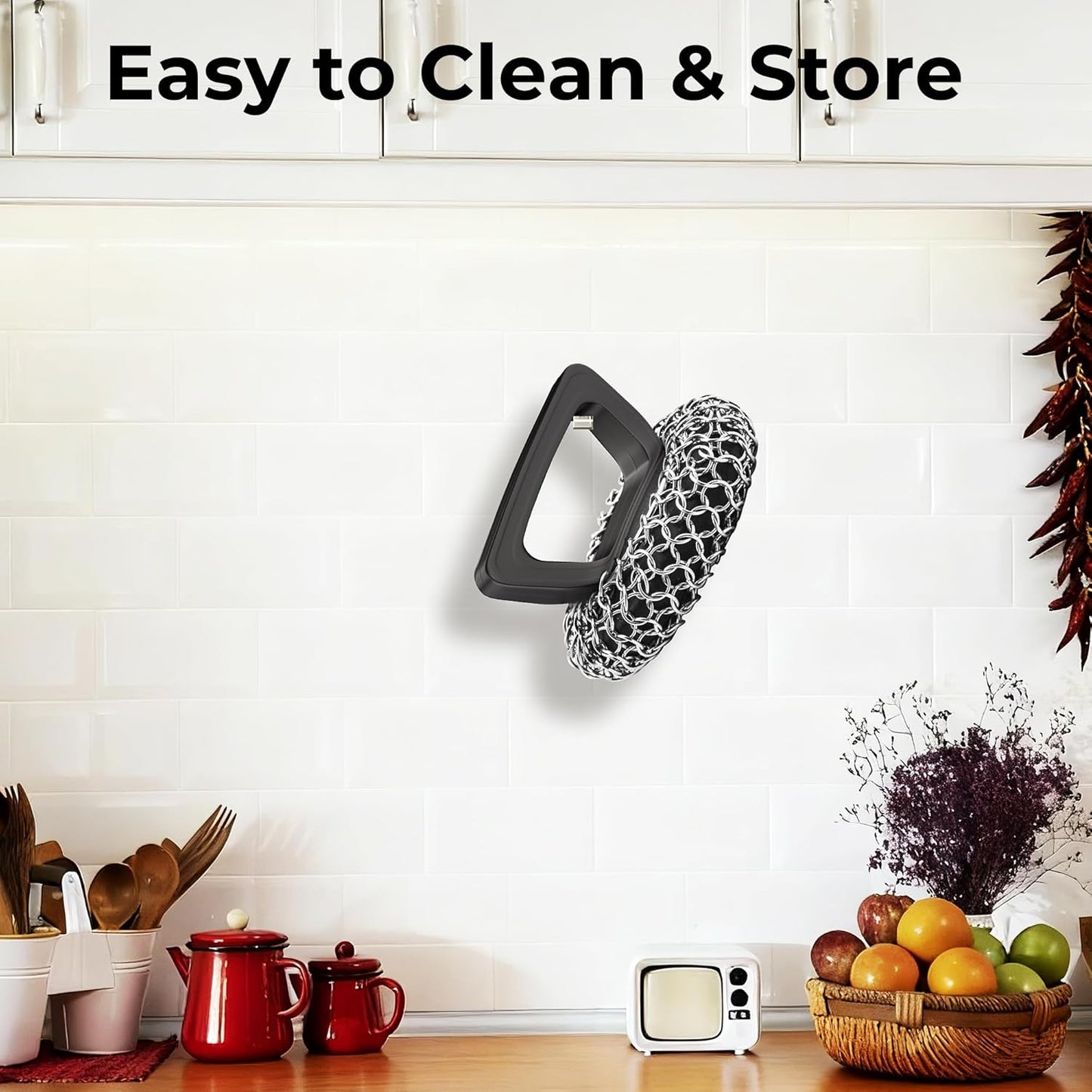 Amagabeli Cast Iron Cleaner 8"x6" Premium Stainless Steel Chainmail Scrubber Cast Iron Skillet Cleaner for Pan Pot Wok Griddles BBQ Grills Cast Iron Cleaning