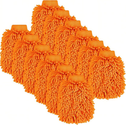 Toulite 8 Pcs Car Wash Mitt Chenille Microfiber Wash Mitt Double Sided Glove Cleaning Drying Mitts (7.48 x 10.24 Inch,Bright Colors)