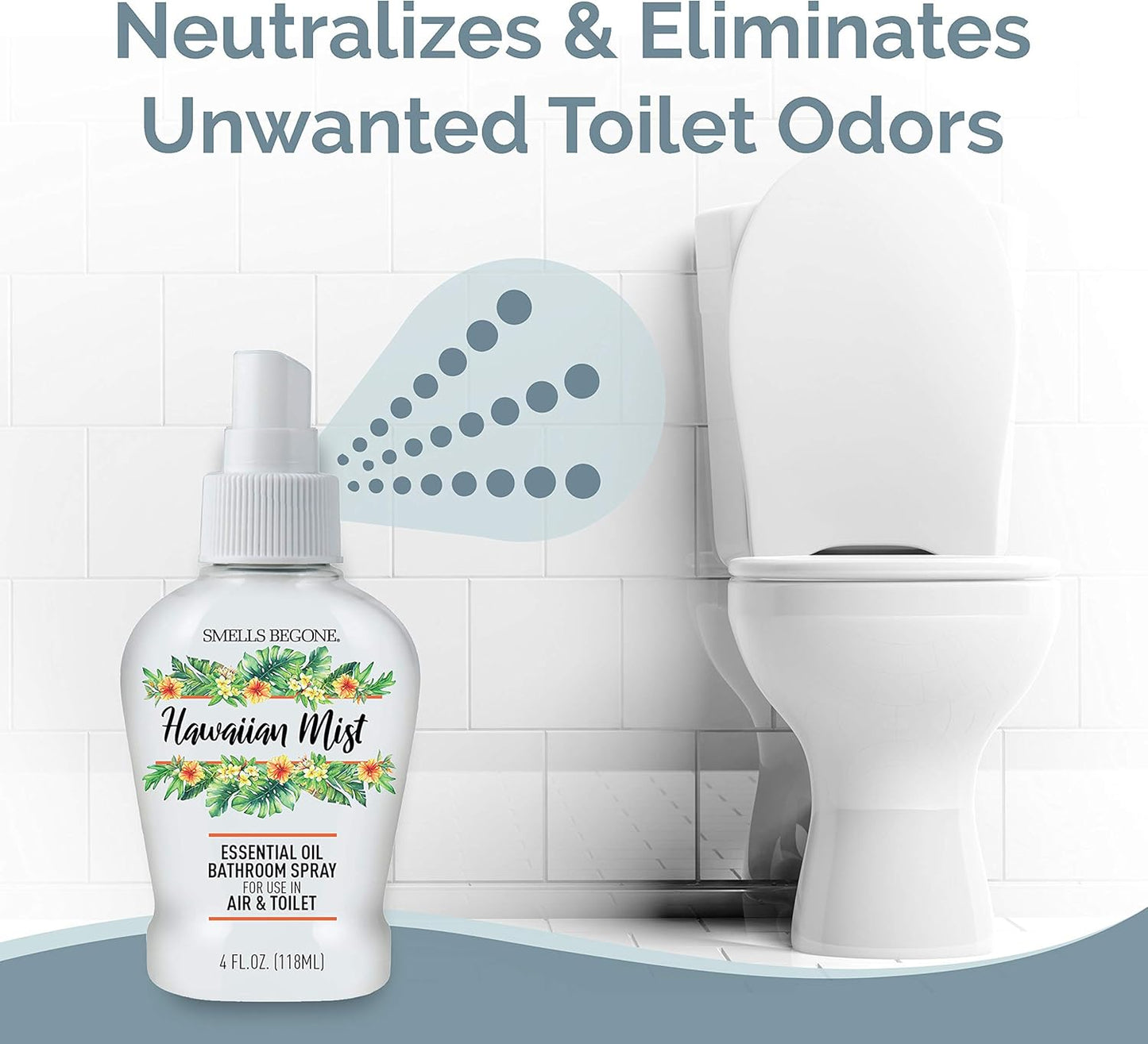 SMELLS BEGONE 4 oz Essential Oil Bathroom Spray - Instantly Eliminate Toilet & Bathroom Odors - Air Freshener Made with Essential Oils (Eucalyptus Mint)