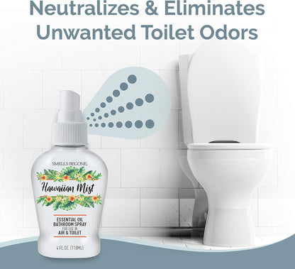 SMELLS BEGONE 4 oz Essential Oil Bathroom Spray - Instantly Eliminate Toilet & Bathroom Odors - Air Freshener Made with Essential Oils (Eucalyptus Mint)