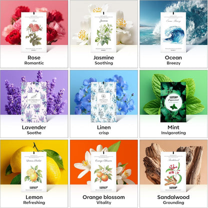 MYARO 12 Pack Fresh Linen Scented Sachets for Drawer, Closet & Car Air Freshener Bags | Odor Eliminator & Fabric Refresher | Crisp, Clean Home Fragrance Gift Set