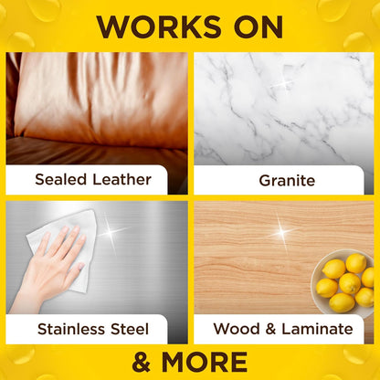 Pledge Expert Care Enhancing Wood Wipes, Lemon Scent (Pack of 6, 144 Total Count), Yellow