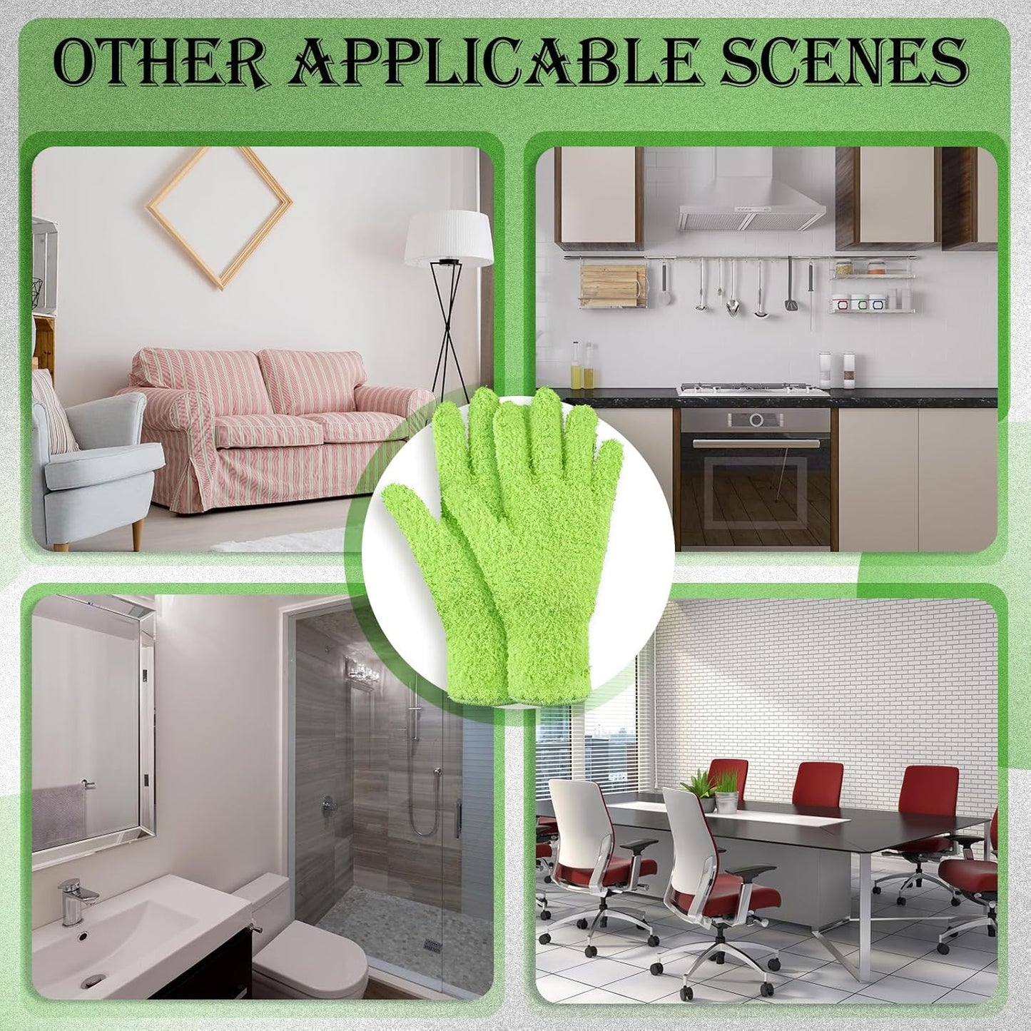 Patelai 3 Pairs Microfiber Plant Dusting Gloves Leaf Cleaning Gloves for Indoor Plants, Blinds, Furniture, House (Green Yellow,Blue,Pink,Medium)