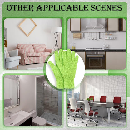 Patelai 3 Pairs Microfiber Plant Dusting Gloves Leaf Cleaning Gloves for Indoor Plants, Blinds, Furniture, House (Green Yellow,Blue,Pink,Medium)