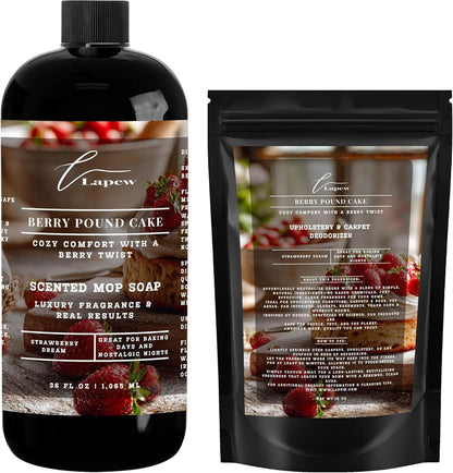 Lapew Black Sea Scented Cleaning Bundle | Carpet Deodorizer Powder (16 oz) & Mop Soap Concentrate (36 oz) | Pet-Friendly Odor Eliminator - Colors B