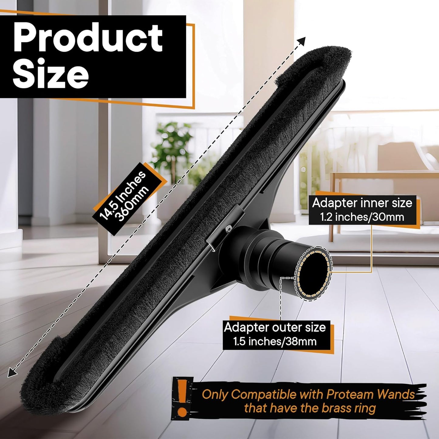 Replacement Floor Tool Compatible with ProTeam 101446 E-Z Glide Backpack Vacuums 10 QT & 6 QT, 14" Hard Floor Tool Compatible with Commercial Cleaners(Brush with Scalloped Edges,Gray)