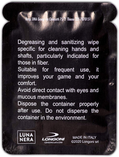 Longoni Nuvola Cleaning Wipes for Pool Billiard Cue Shafts and Hands 10 pcs
