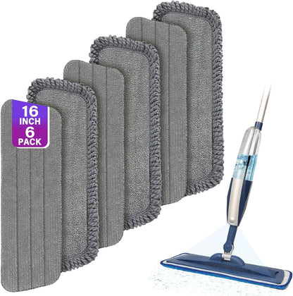 16.5 inch Mop Pads Refills, 3 Pack Microfiber Reusable Replacement Mop Pads Flat Replacements Heads for Wet Or Dry Floor Cleaning and Scrubbing, Grey Tassel Cloth