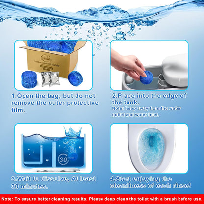 Msvvko Toilet Bowl Cleaners, Automatic Toilet Tank Cleaner Tablets, Blue Toilet Bowl Cleaner Tablets for Deodorizing & Descaling, Powerful Cleaning, Slow-Release Against Tough Stains 20 Pack