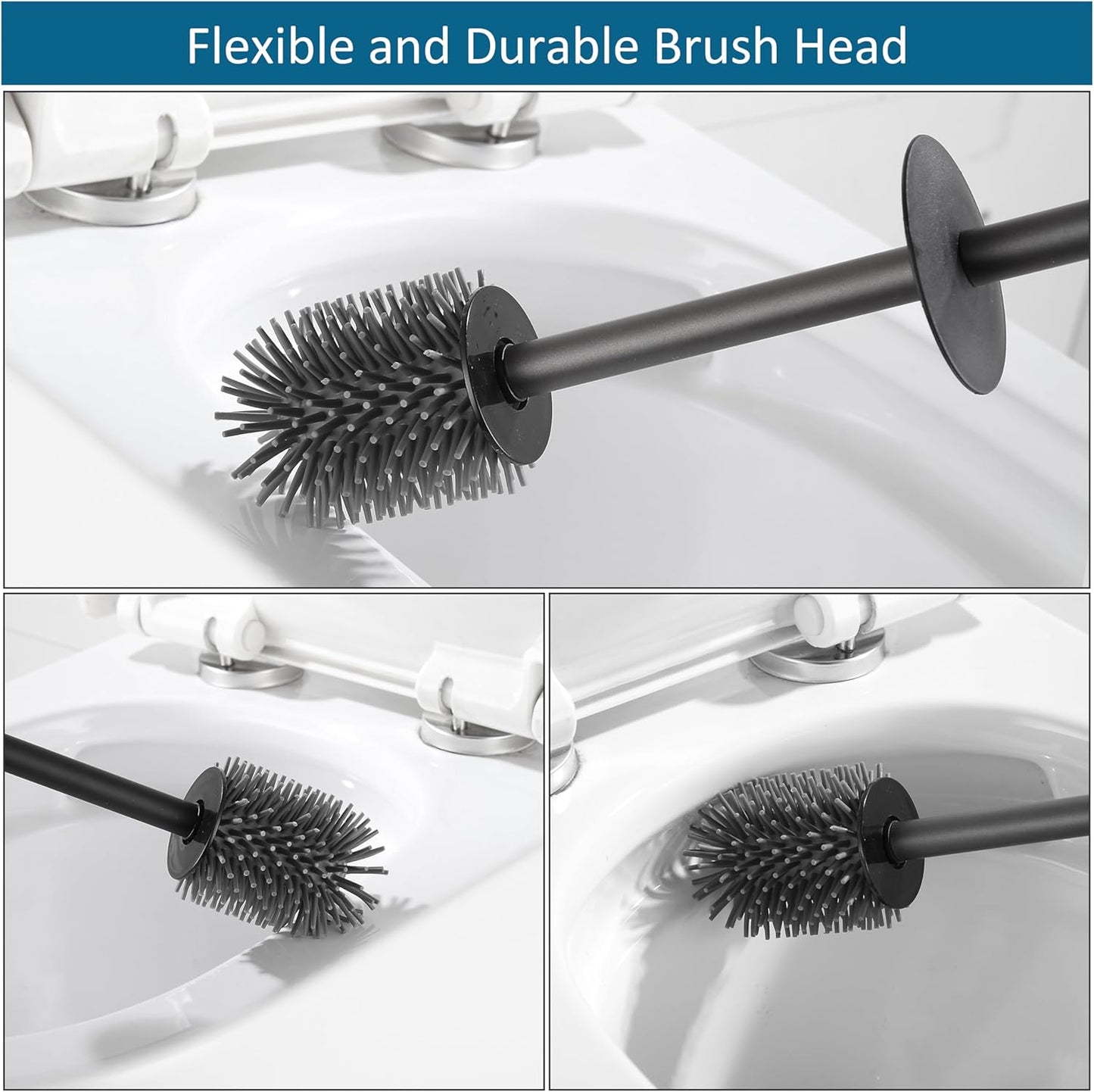 BVL Toilet Brush and Hoder Set Brushed Gold Freestanding for Bathroom