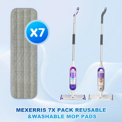 7 Count Reusable Mop Pads for Swiffer PowerMop -MEXERRIS Microfiber Wet Mops Refills PowerMop Pads Refills Machine Washable Hard Floor Mop Pads Replacement for 13''-15'' Spray Floor Mops