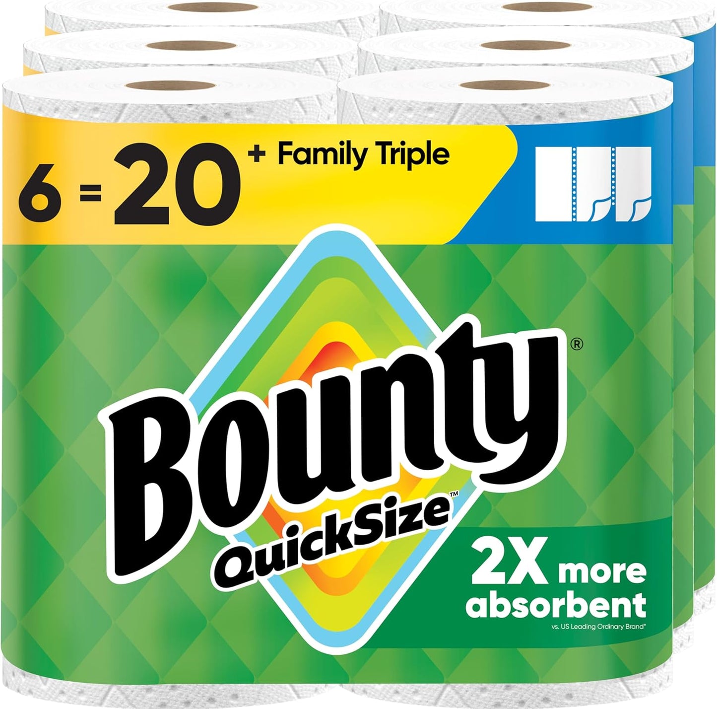 Bounty Quick Size Paper Towels, White, 8 Family Rolls
