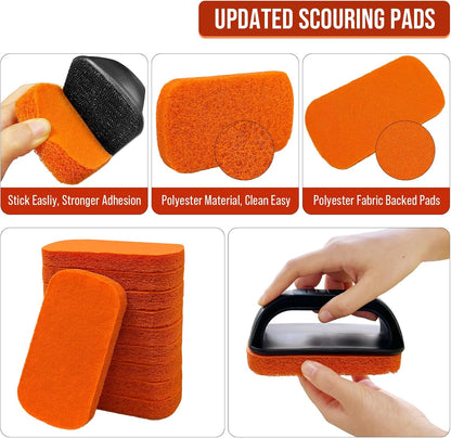 6-Piece Griddle Cleaning Kit for Blackstone, Flat Top Grill Cleaning Kit Non-Scratch Scouring Pads for Kitchen - 5 Scrubber Pads and 1 Handle