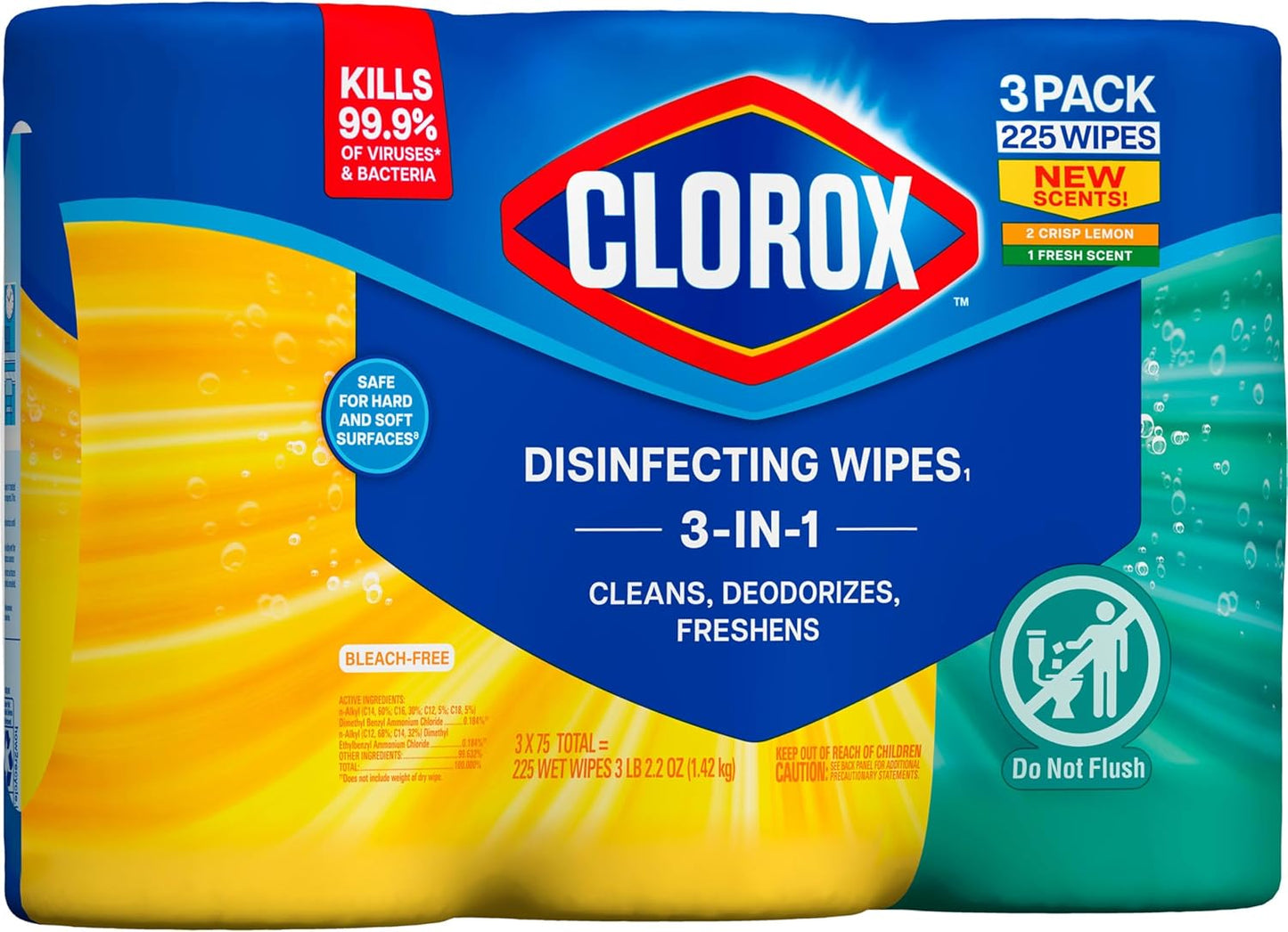 Clorox Disinfecting Wipes Value Pack, Cleaning Wipes, 75 Count Each, Pack of 3 (Package May Vary)