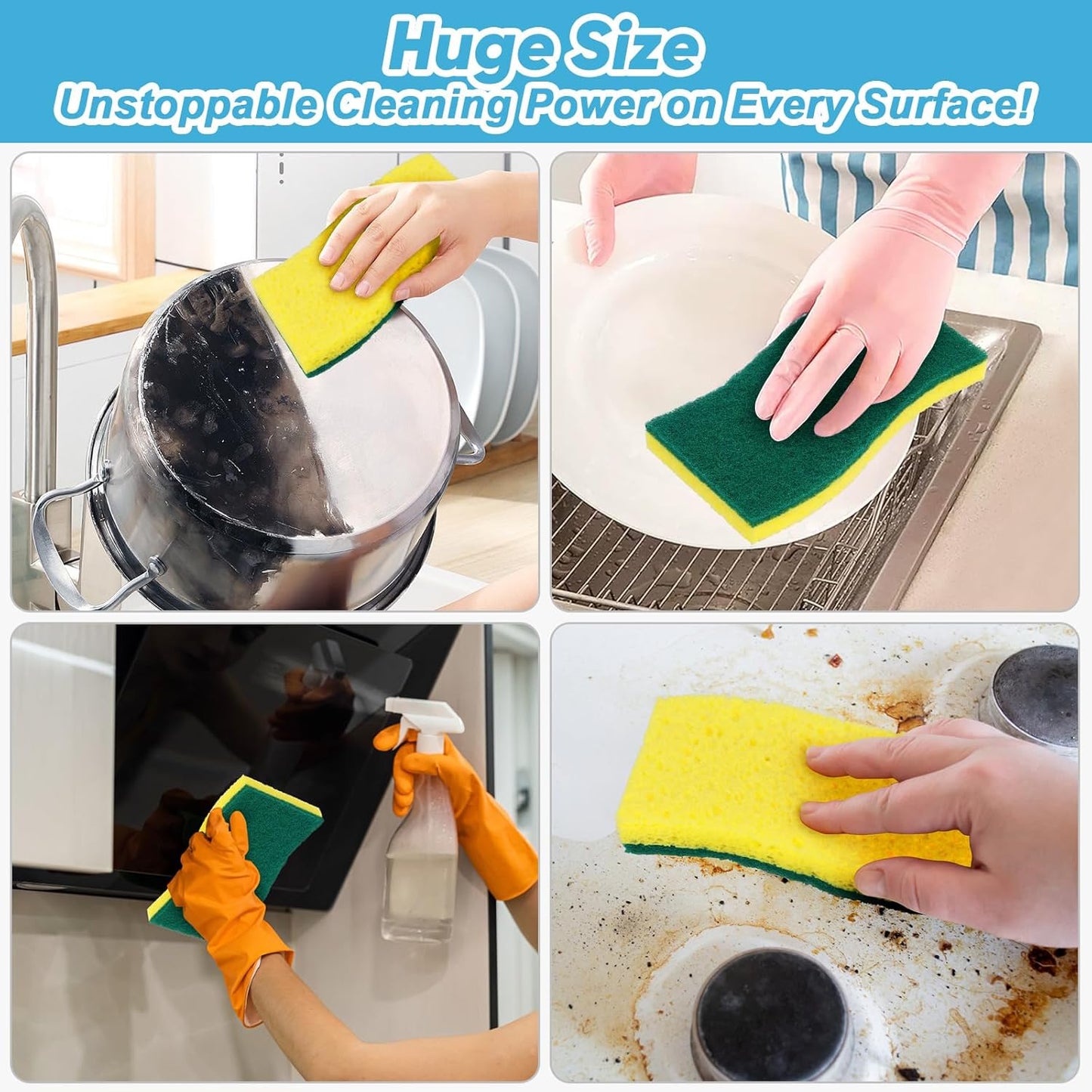AIDEA XL Sponges Kitchen, 12Count, Non-Scratch Dish Sponges, Large Natural Sponge for Non Stick Cookware, Cellulose Cleaning Sponge for Dishes, Bathroom, Household