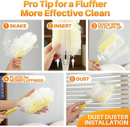 JOYMOOP Scented Telescopic Duster kit, 3FT Extendable Handle (Yellow) + 24 Yellow Refills for Swiffer Feather Duster,Easy Cleaning for Ceilings, Ceiling Fans, Blinds, Vents & Shelves