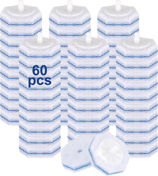 60pcs Toilet Cleaner Refill Pads for Clorox Wand, Upgrade 3-Layer Toilet Scrubber Refills, Won't Fall Apart, Powerful Foam, Safe On Porcelain, Bathroom Cleaning Essentials