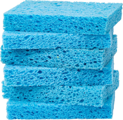 Cellulose Sponges,Heavy Duty Scrub Kitchen Sponge,Clean Tough Messes Without Scratching Sponges Kitchen,Pop Up Eco Sponges DIY Orange (6 Pack)