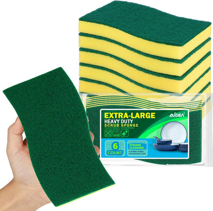 AIDEA Sponges Kitchen, 24 Pack Heavy Duty Dish Sponge, Cleaning Dish Scrubber Sponge for Home and Kitchen, Stink-Free Cleaning Supplies for Pots, Pans