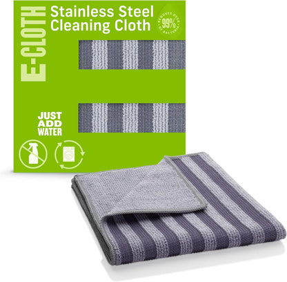 E-Cloth Stainless Steel Microfiber Cleaning Cloth Kit - Stainless Steel Cleaner for Appliances, Oven, Stove, & More - Microfiber Towels for Cars - Reusable Cloths for Cleaning
