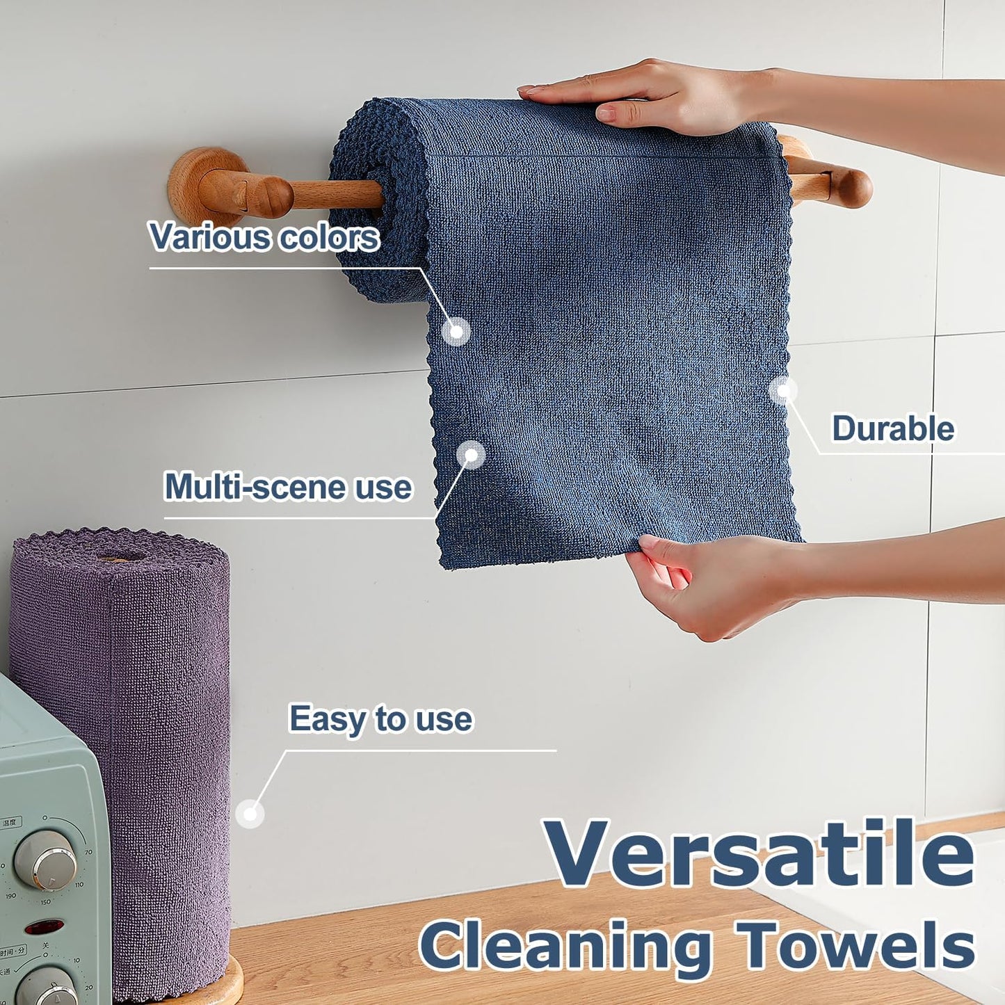80 Pack Microfiber Cleaning Cloth Roll Reusable Paper Towels 12"x12" Tear Away Cloth, Microfiber Towels for Cars, Wash Cloths, Lint Free Dark Grey Rags for House, Kitchen,Window,Cleaning Supplies