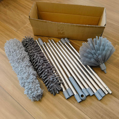 20+ Feet High Reach Duster Kit with 3-14 ft Extension Pole for Cleaning Fan, Spider Web, High Ceiling, Blinds, Furniture, Cars - Cobweb Microfiber Duster // Outdoor & Indoor Extendable Duster
