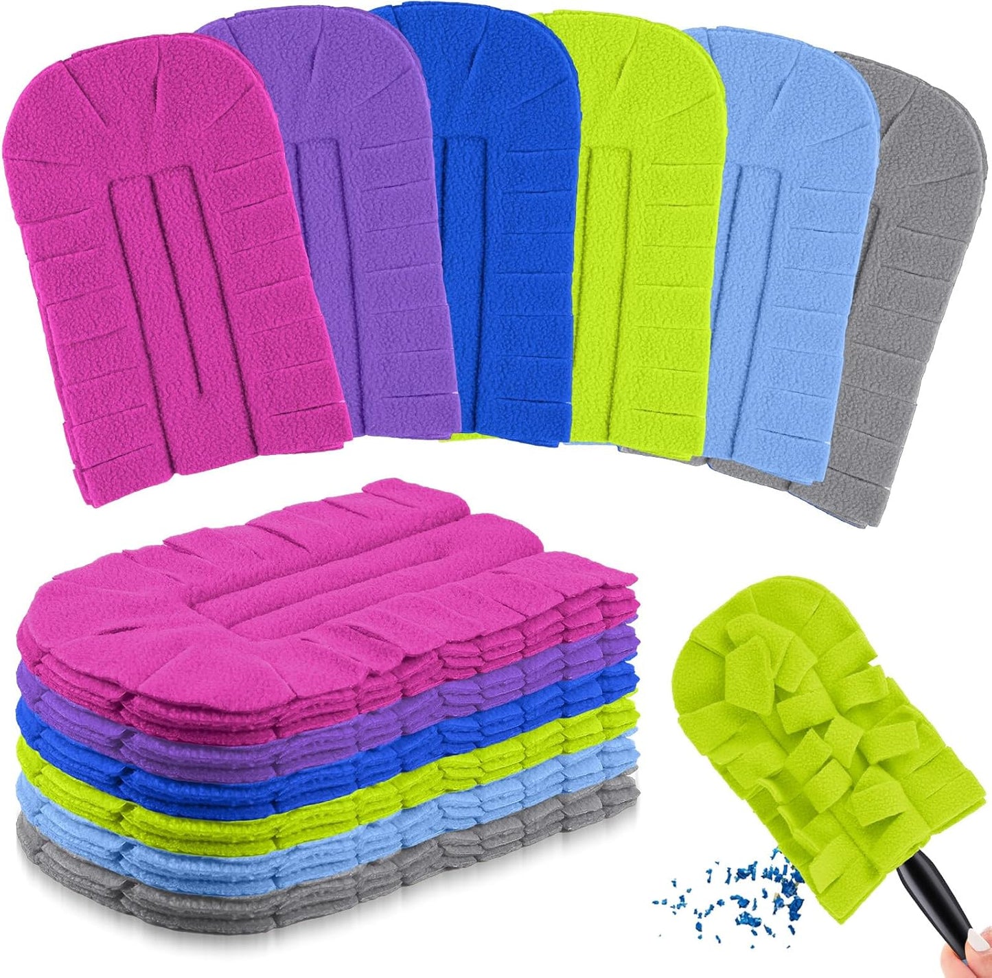 Zubebe 12 Pcs Duster Refill Reusable Fleece Duster Refills Feather Flat Dusters Multi Surface Washable Cleaning Pads Tools for Home, Blinds, Car, Pet, Furniture, Fans (Dark Color)