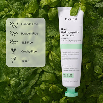 Boka Fluoride Free Toothpaste, Nano Hydroxyapatite Toothpaste, Appropriate for Sensitive Teeth, for Adult, Kids Oral Care - Whitening* Refresh Mint, 1.3 Fl Oz 2Pk US Manufactured