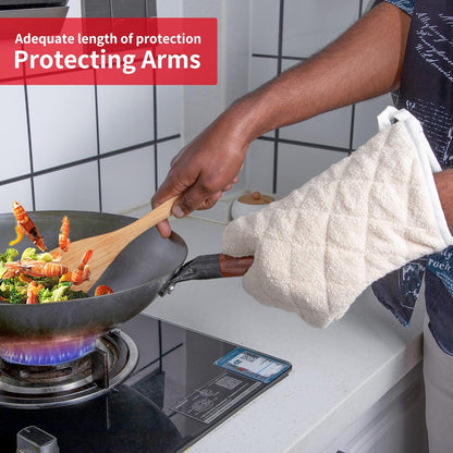 ARCLIBER Oven Mitts 1 Pair of Quilted Terry Cloth Cotton Lining,Extra Long Professional Classic Oven Mitt Heat Resistant Kitchen Oven Gloves,16 Inch