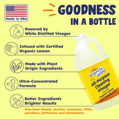 Originally Yellow Lavender White Vinegar For Cleaning Purpose | USA Made All Purpose Cleaner | Use as Glass, Kitchen & Floor Cleaner | Plant Derived Cleaning Vinegar 1 Gallon in 2 pack | 128 Oz