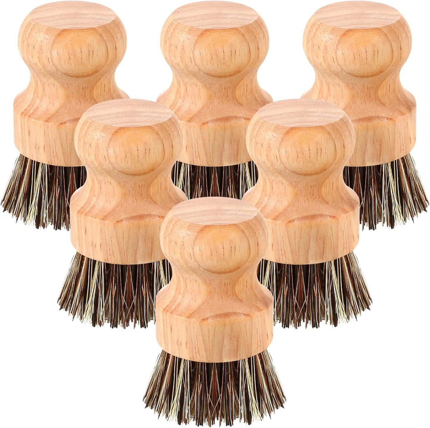 Nuenen 12 Packs Bamboo Dish Scrub Brushes Wooden Scrubbers Set Kitchen Dishwashing Scrubber with Natural Sisal Bristles for Iron Pot Pan Sink(Sisal)