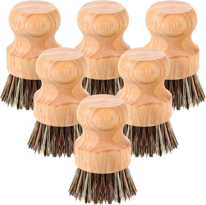 Nuenen 12 Packs Bamboo Dish Scrub Brushes Wooden Scrubbers Set Kitchen Dishwashing Scrubber with Natural Sisal Bristles for Iron Pot Pan Sink(Sisal)