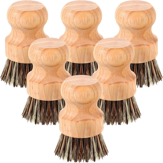 Nuenen 12 Packs Bamboo Dish Scrub Brushes Wooden Scrubbers Set Kitchen Dishwashing Scrubber with Natural Sisal Bristles for Iron Pot Pan Sink(Sisal)