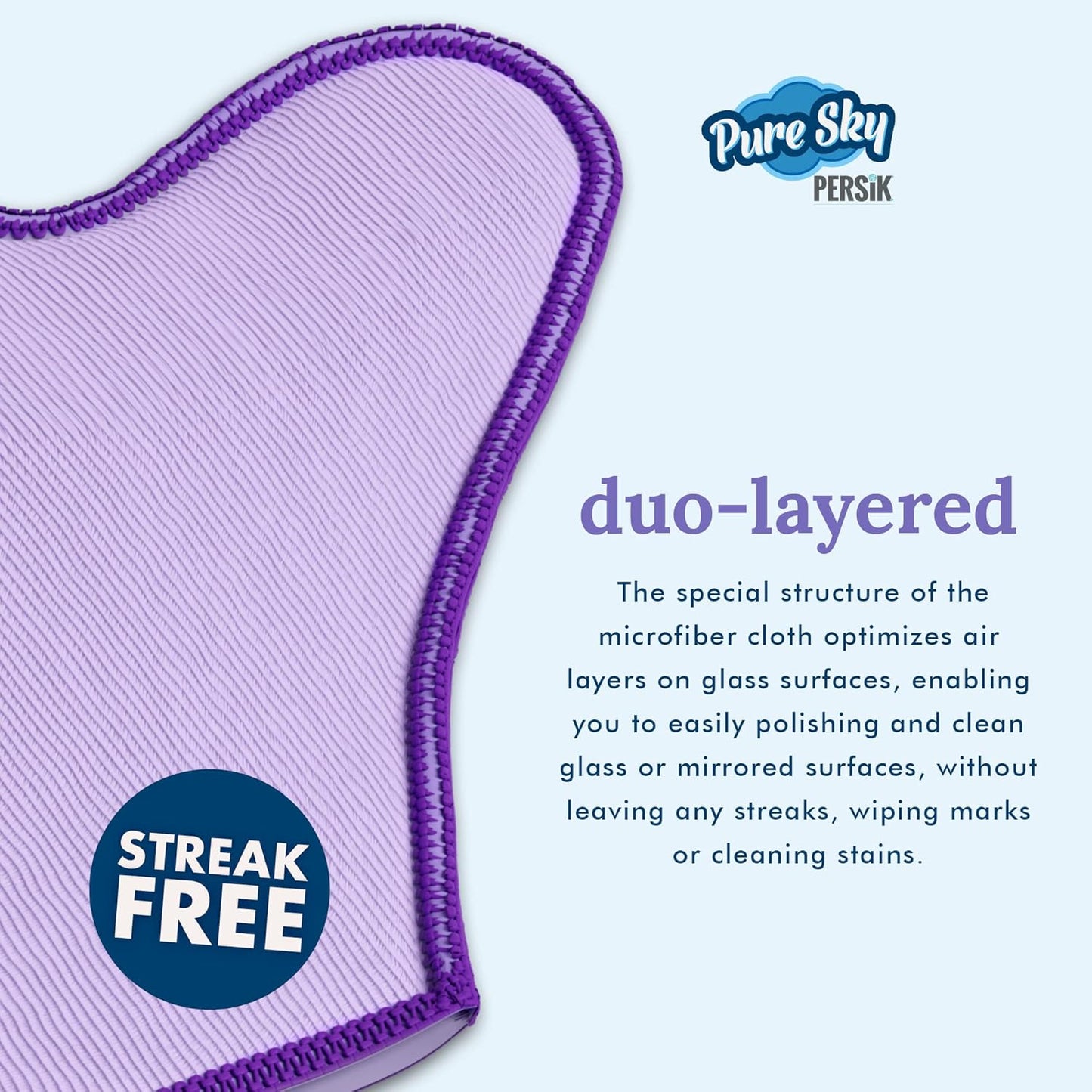 persik Pure-Sky Microfiber Glove Dusting Mitt - Ultra Microfiber Cleaning Cloth Glove - JUST ADD Water No Detergents Needed - Use for Cleaning Furniture, Home