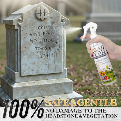 Headstone Cleaner for Graves, Tombstone & Headstone, Removes Dirt, Moss & Other Grime, for Restoring Natural Luster on Granite, Stone, Marble, Slate, Concrete & More, 8.8 oz