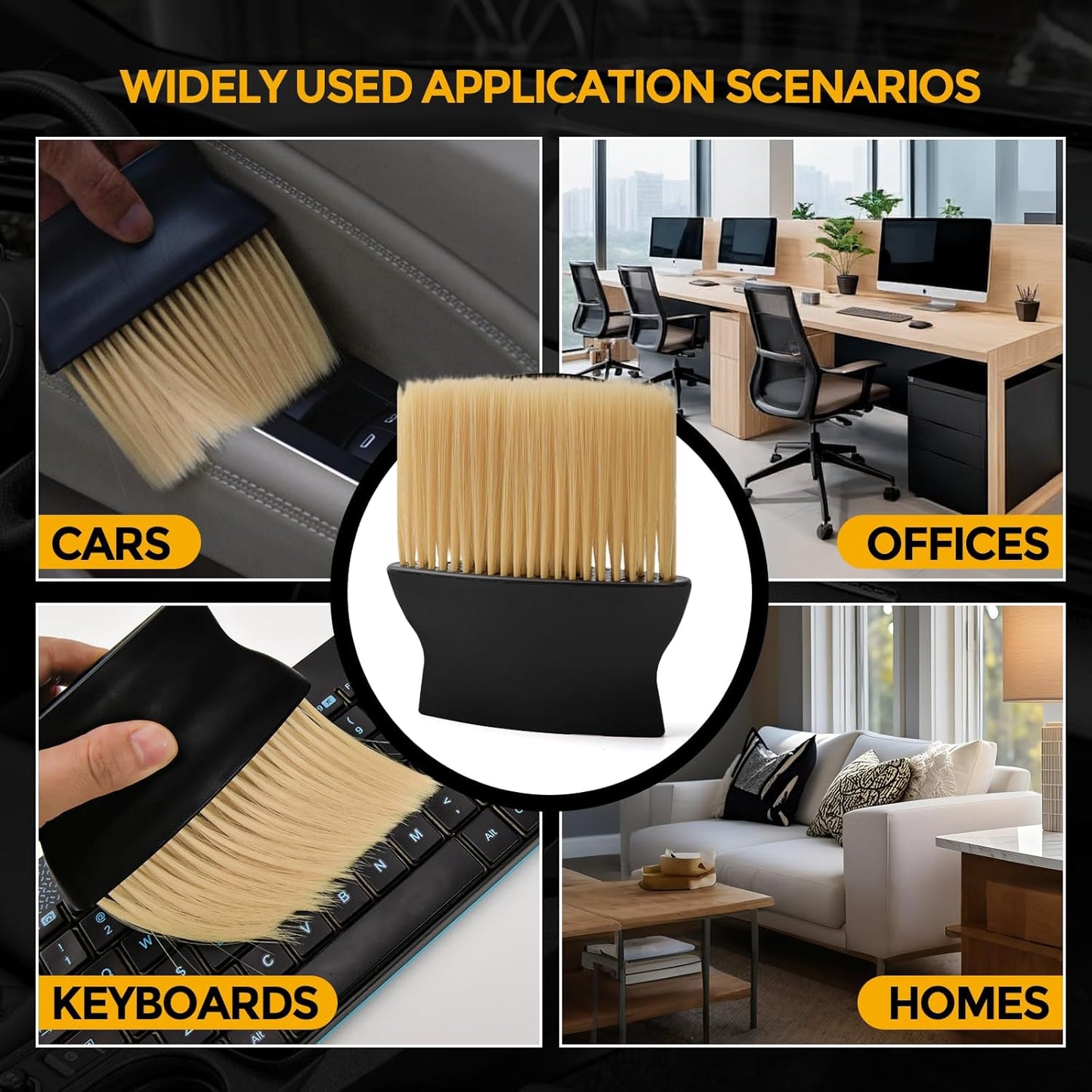 7PCS Car Detailing Brush Kit - Ultra Soft Boars Hair Car Interior Detailing Brushes, Includes 4 Different Brushes, Multi-use for Cleaning Interior or Exterior - Perfect Car Accessory Gift